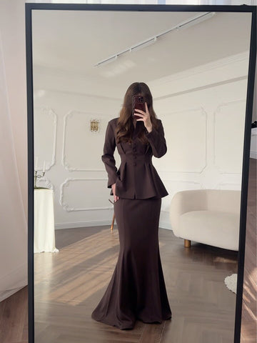 2025 New Retro Soft And Pure Color Long Sleeve Blouse Long-Sleeved Dress Elegant And Comfortable Suit Woman